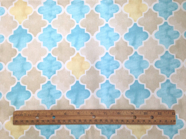 Fabric "Beach Walk" by Laurette Designs Beige Turquoise - Buttermilk Cottage